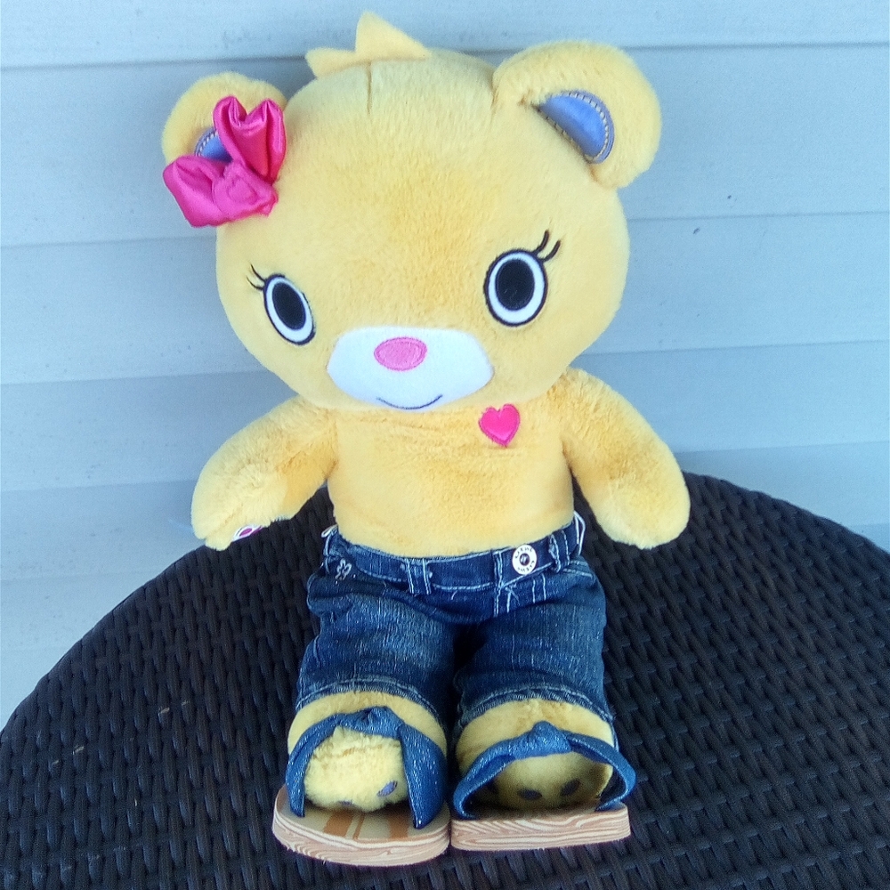 BUILD-A- BEAR WORKSHOP Yellow Teddy Bear with Pink Bow - Picture 5 of 8